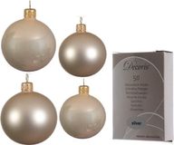 Decoris Kaemingk B.V. Compleet glazen kerstballen pakket champagne glans/mat 88 stuks - 18x 4 cm en 20x 6 cm - Inclusief 50x haakjes