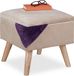 Relaxdays Hocker met opbergruimte - Opbergpoef - Fluweel - Voetenbank - Krukje woonkamer - Crème