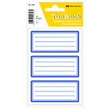 TopStick 1346 boeketiketten gelinieerd, set van 10 (76 x 35 mm, 50 vellen, papier) zelfklevende neutrale naamstickers voor school voor kinderen, meisjes en jongens, 150 schoollabels, blauw en wit