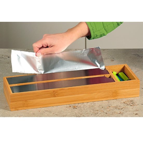 KESPER Keuken Foliedispenser voor 2 rollen, voor in de uw Keuken lade FSCÂ® Bamboe hout Keuken folie dispencer voor aluminiumfolie en huishoudfolie Afm. 39,5 x 13 x 5,5 Kleur: Bamboe