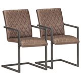 VidaXL Stoelen 2 stuks Echt Leer Bruin