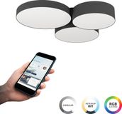 EGLO connect.z Barbano-Z Plafondlamp - 60,5 cm - Zwart|Wit - Instelbaar RGB & wit licht - Dimbaar - Zigbee