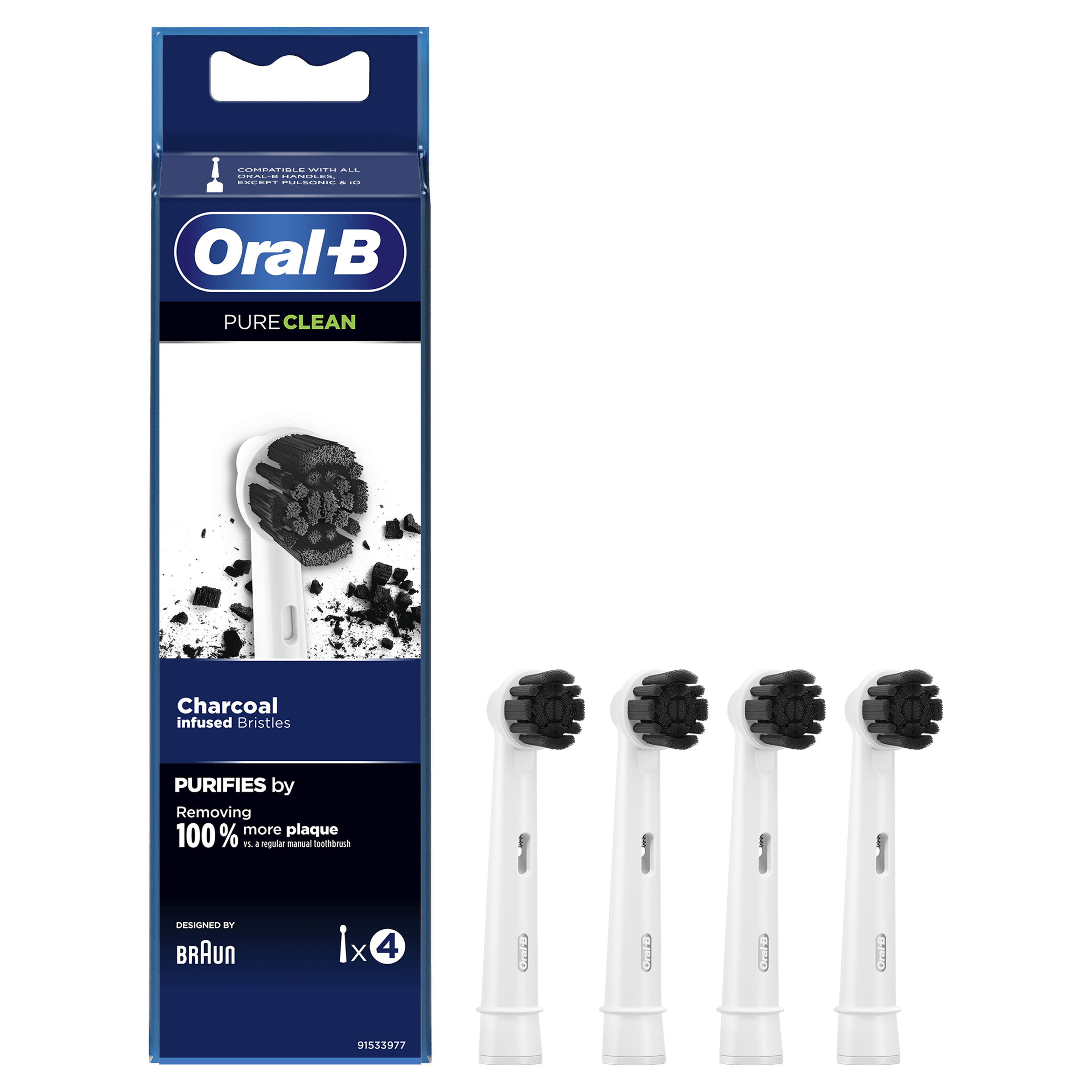Oral-B Oral-B Pure Clean Opzetborstel, Verpakking Van 4 Stuks
