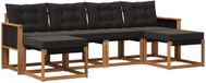 vidaXL Acacia Hout Bank Loungeset 6-Persoons Naturel en Zwart