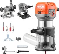 VEVOR Machine à feu, 710 W, compact, 6 vitesses, pour le travail du bois, finition, avec démarrage progressif, base fixe, inclinable, plongeant, capot d'extraction de poussière, guide parallèle, filaire
