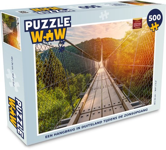 MuchoWow Puzzel Een hangbrug in Duitsland tijdens de zonsopgang - Legpuzzel - Puzzel 500 stukjes - Sinterklaas cadeautjes - Sinterklaas voor grote kinderen