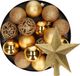 Decoris Boules de Noël - plastique - 17x pièces - 6 cm - or