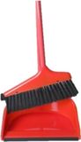 Gerimport Stoffer en Blik met lange steel - 24 x 82 cm - rood - kunststof