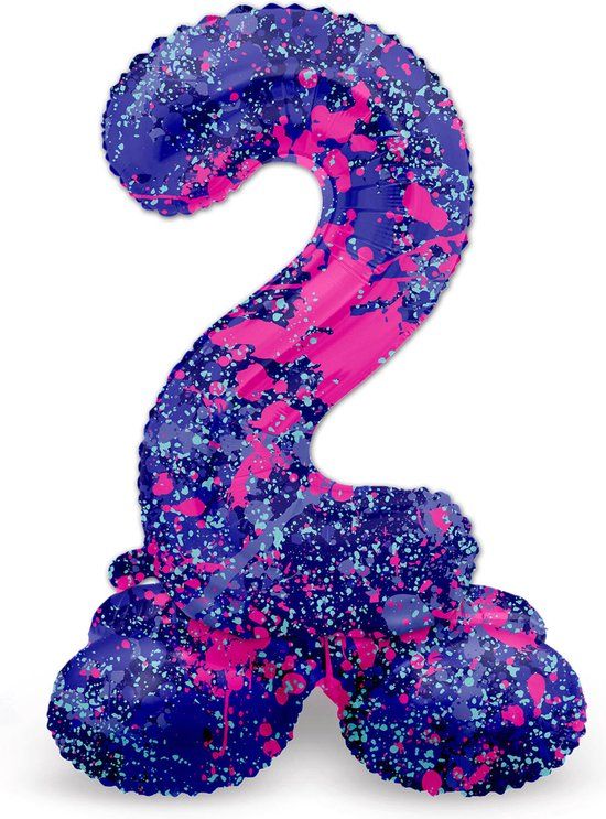 Folat Staande Folieballon Cijfer 2 Paint Splash - 41 cm