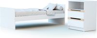AT4 Combinatie wieg en ledikant CARROUSEL Wit en Beuken 60 x 120 cm