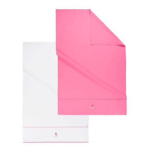 lief! wieglaken 80x100 cm wit/roze 2 stuks Roze/wit