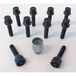 H&R Jeu de boulons de roue conique sphérique R13 M14x1.50 - Longueur 33mm - Noir - 10 pièces (par ex. compatible avec VAG) - incl. écrous antivol