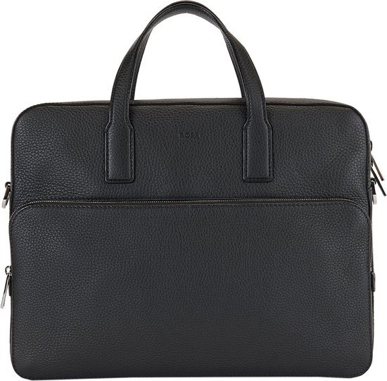 Hugo Boss Businesstas van leer met 14 inch laptopvak