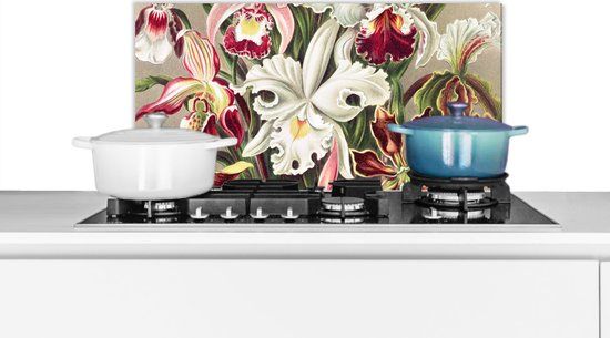 KitchenYeah Spatscherm keuken 70x30 cm - Ernst Haeckel Orchidee - Aluminium