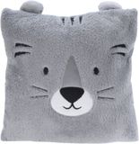 Excellent Houseware Dieren sierkussen - tijger - kinderkamer - grijs - 43 cm - polyester - cadeau - met oren