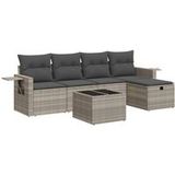 Prolenta Maison Exclusive - Ensemble de salon de jardin 6 pièces avec coussins, gris clair, rotin synthétique