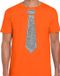 Bellatio Decorations Chemise pour homme - cravate paillettes argent - orange - carnaval - fête ringard M