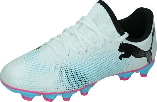 PUMA FUTURE 7 PLAY FG/AG Jr. Voetbalschoenen - Wit/Zwart/Roze - Maat 37