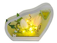 Theelichthouder van glas met gelkaars met bloemen, tulpen, kaarsenhouder, kaarsenstandaard, tafeldecoratie, theelichtglas, lantaarn, romantische decoratie, decoratief object, bruiloftsdecoratie
