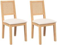 vidaXL Eetkamerstoelen met kussens 2 stuks massief hout rubber naturel en licht
