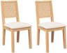 vidaXL Eetkamerstoelen met kussens 2 stuks massief hout rubber naturel en licht