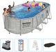 Bestway Power Steel Swim Vista Piscine - 549x274x122 cm - Impression pierre - Ovale
