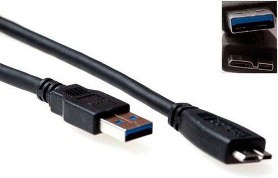 ACT SB3028 - USB 3.0 Kabel - USB A Male - Micro USB B Male - 0.5 m - Zwart