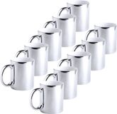 Merkloos / Sans marque Makito Western Europe Mok - 10x - Metallic Zilver - Keramiek - 350 ml