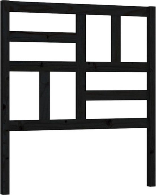 vidaXL Hoofdbord 96x4x104 cm massief grenenhout zwart