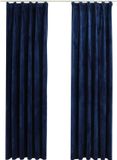 vidaXL Gordijnen verduisterend 2 st met haken 140x225 cm fluweel blauw