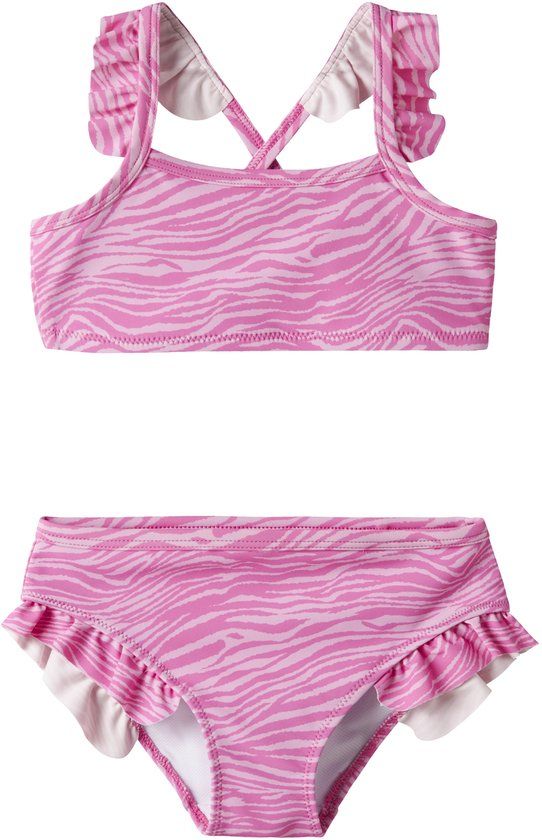 NAME IT NMFZANIMAL BIKINI Meisjes Badpakken Zebraprint Strawberry Moon Mouwloos Ronde hals Polyester mesh