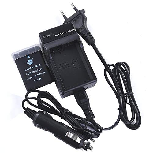 DSTE DSTE® Vervangende accu en DC11E reisoplader compatibel voor Nikon EN-EL14 EN-EL14A DF D3100 D3200 D3300 D5100 D5200 D5300 D5500 P7000 P7100 P7200 P70 P70 P70 800 camera