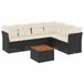 vidaXL 7-delige loungeset met kussens, polyrotan, zwart