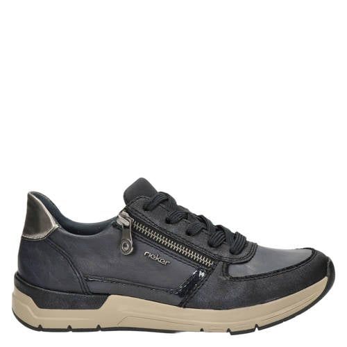 Rieker Imitatieleren Leren Sneakers Donkerblauw