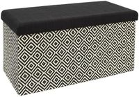 Home Deco Factory Poef/hocker Braided - opvouwbaar - stof - opbergbox - donkerbruin/zwart - polyester/MDF - 76 x 38 cm