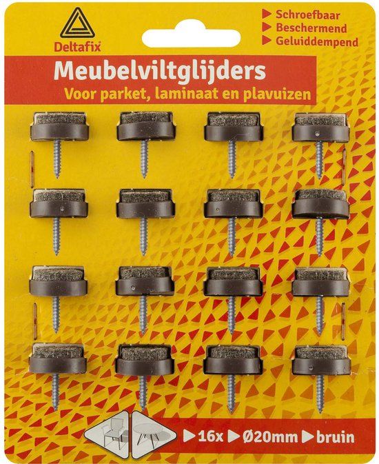 Deltafix Meubelviltglijders - Bruin - 16 stuks - 20mm