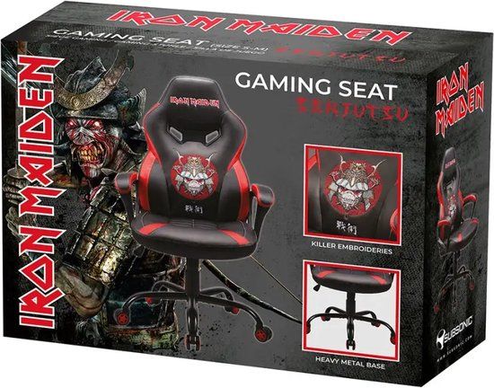 Subsonic Iron Maiden Office Chair – Ergonomische Gaming Bureaustoel – Leerlook met Embroidery – Hoogte Verstelbaar & Schommelstand