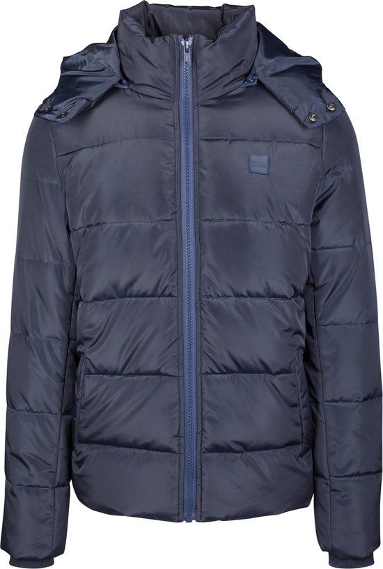 Urban Classics Hooded Puffer Winterjas - Blauw - Maat M