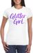 Bellatio Decorations Verkleed T-shirt voor dames - glitter girl - wit - glitter and glamour - carnaval/themafeest XXL