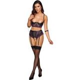 Cottelli Collection Ensemble de Bondage Demi-Bonnets en Dentelle Violette avec Attaches - Violet - XL