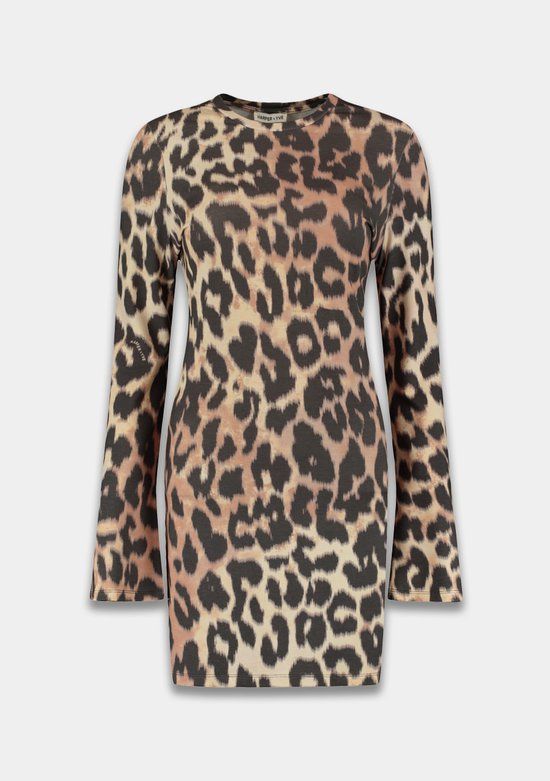 Harper & Yve JOLIE-DR Dames Jurk Lange Mouw Ronde Hals Viscose Jersey Dierenprint LEXIE LEOPARD LIGHT XL