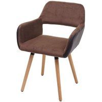 Eetkamerstoel HWC-A50 II, keukenstoel, retro jaren 50 design ~ kunstleer/stof, lichtbruin, lichtgekleurde poten