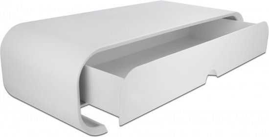DeLOCK ergonomische monitor standaard/verhoger met lade - wit