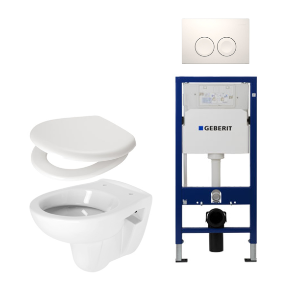 Plieger Compact toiletset compleet met inbouwreservoir compacte toiletpot wit zitting en bedieningsplaat wit