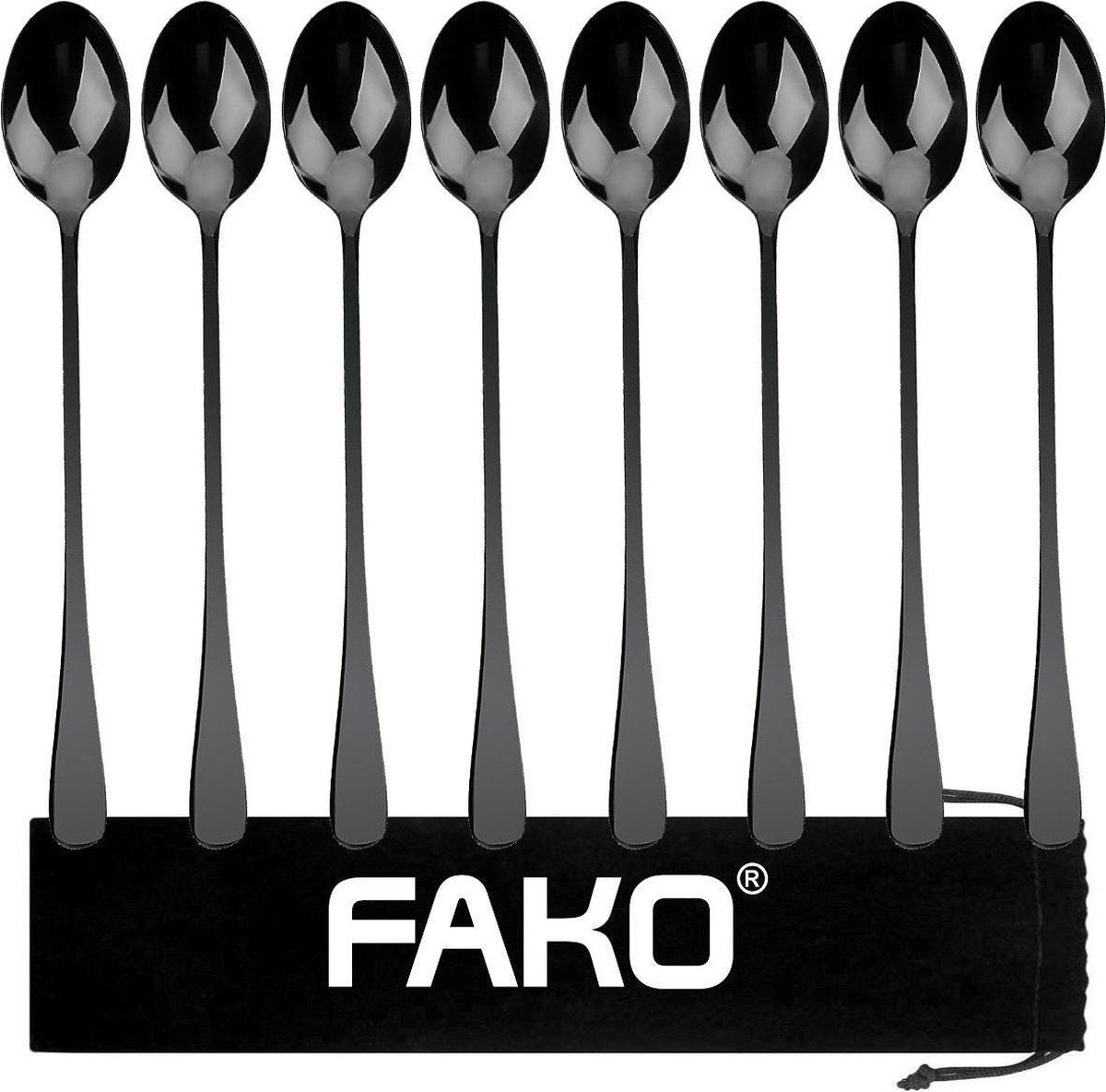 Fako Bijoux Fako Bijoux® - 8 Lange Lepels - Zwart
