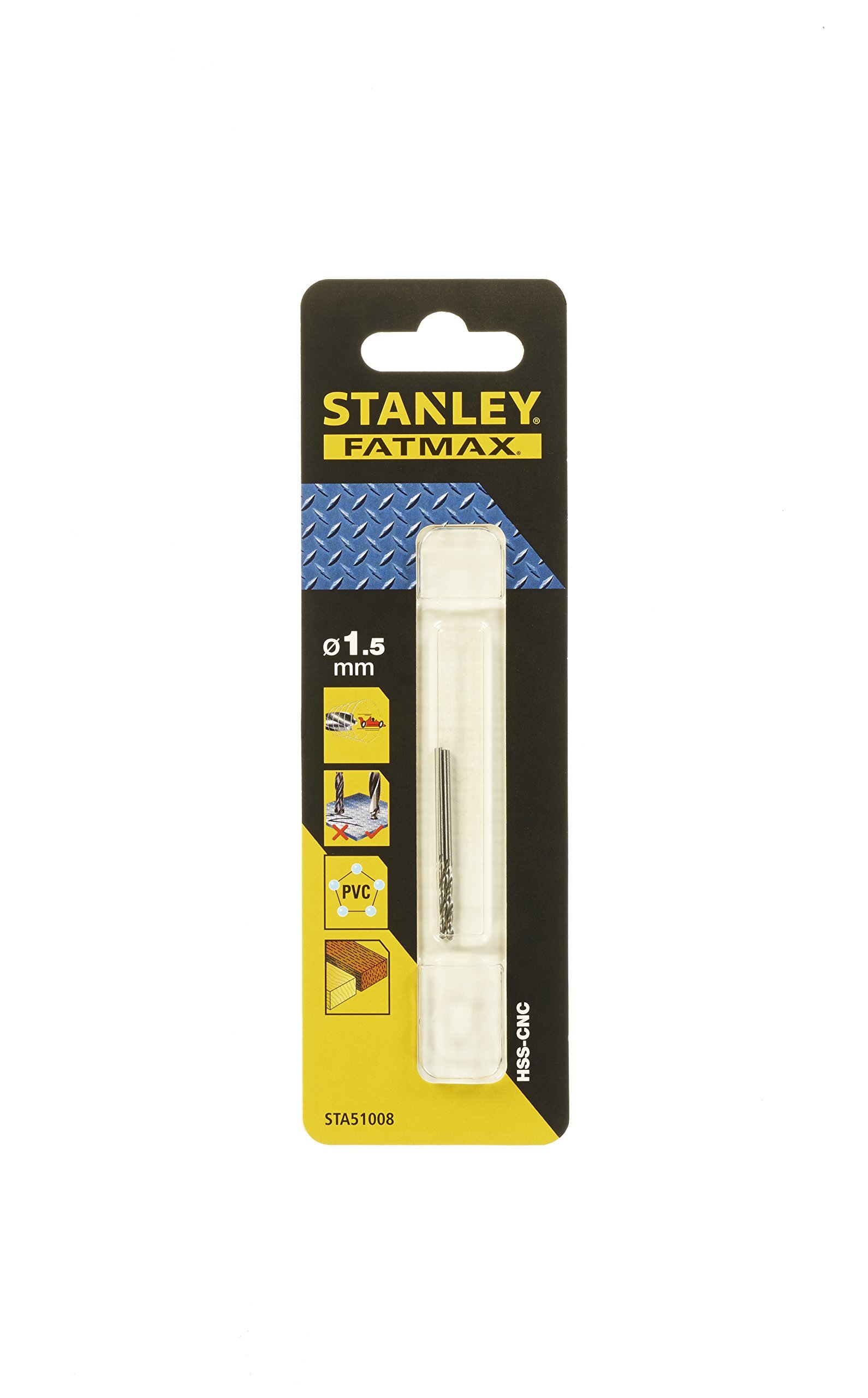 Stanley STA51008-QZ 2 HSS-CNC boor met pilootpunt ø 1,5 mm