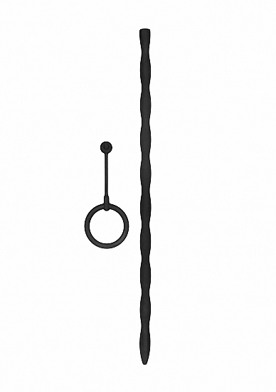 Ouch! Urethral Sounding Silicone Plug & Cock Ring Set - Urethral Sounding - Black