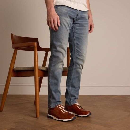 Van Lier - Heren - Cognac suède lage sneakers - Maat 42