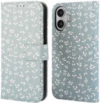 imoshion Design Bookcase smartphone - Geschikt voor Apple iPhone 16 - Smoke Green Flowers