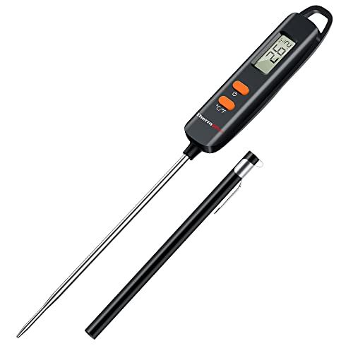 ThermoPro Keukenthermometer voor levensmiddelen, direct aflezen met vergrendelfunctie, vleesthermometer met lange sonde voor vloeistoffen, melk, grill, olie, frituren, wijn, snoep, levensmiddelen